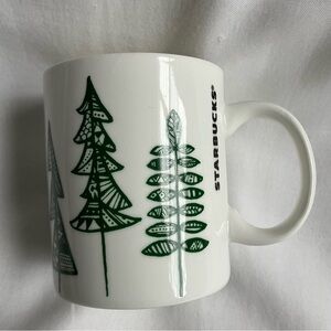Starbucks White and Green Christmas Tree Mug
